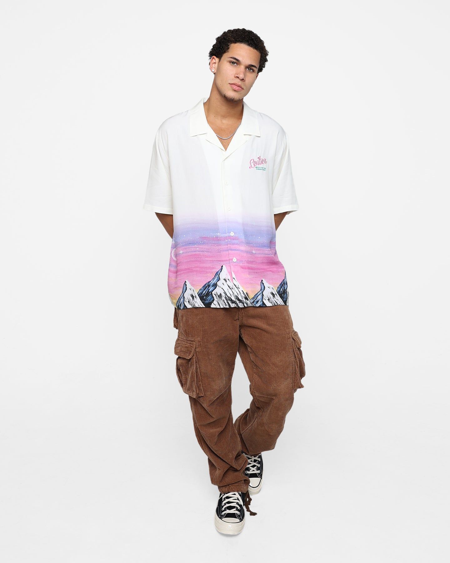 Loiter Mountain Range Button Up T-Shirt Off White sold by Culture Kings product image thumbnail 9