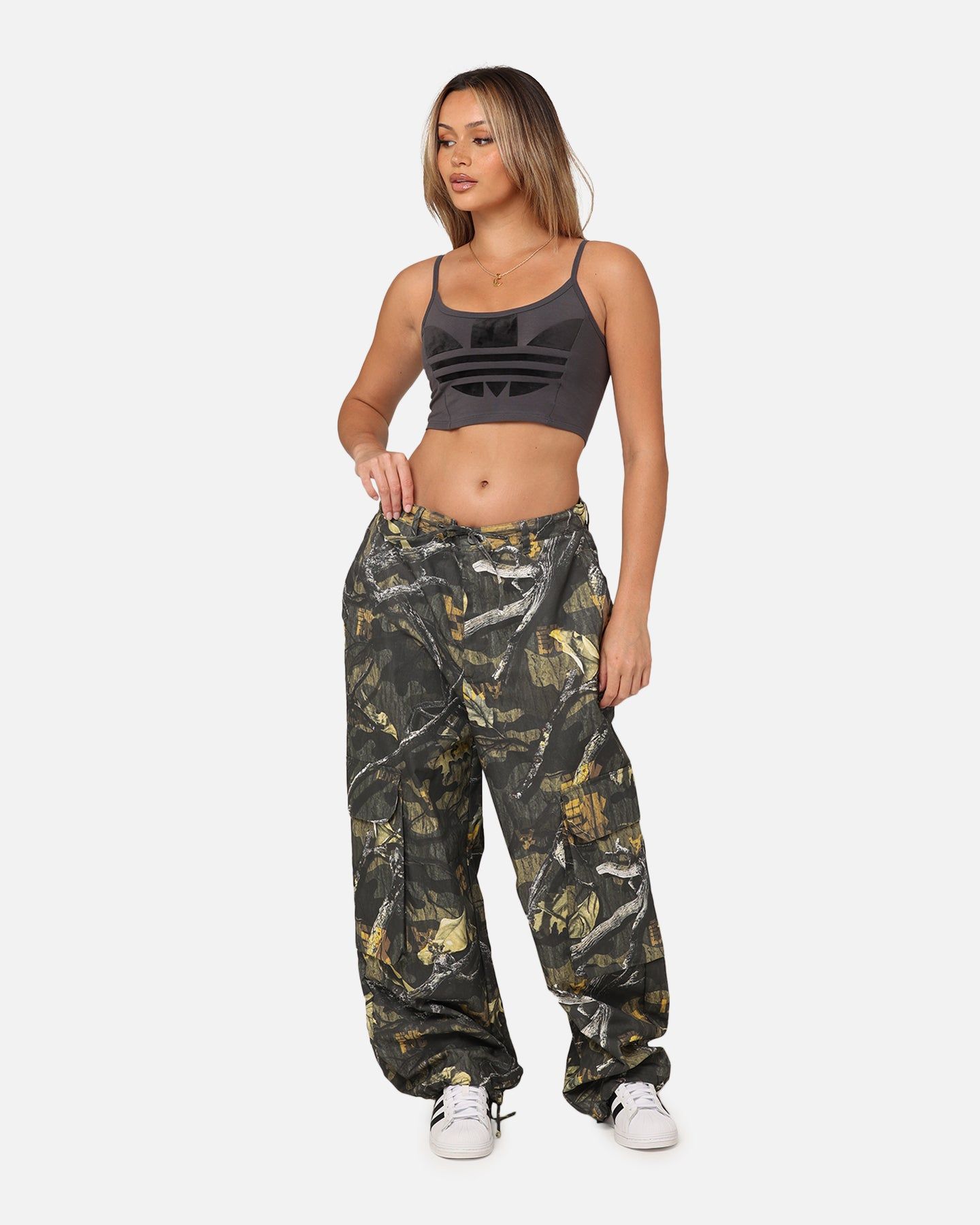 Adidas Women's Large Trefoil Bra Top Grey Six sold by Culture Kings product image thumbnail 2