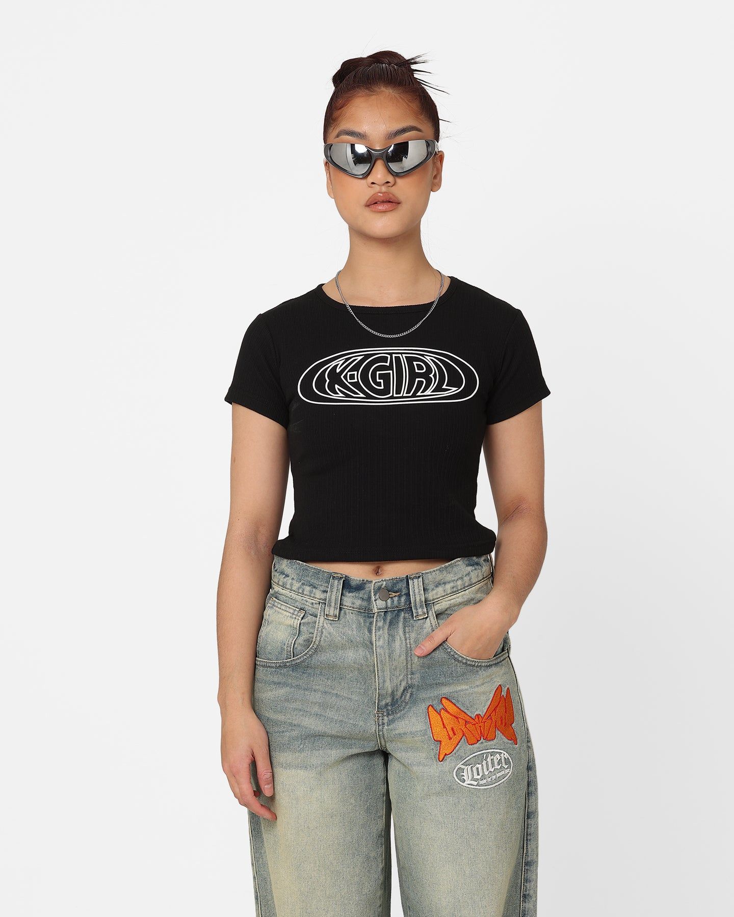 X-Girl Women's Oval Logo Baby T-Shirt Black sold by Culture Kings
