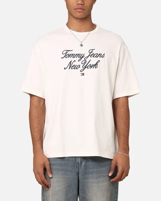 Tommy Jeans TJM OVZ Luxe Serif T-Shirt Ancient White sold by Culture Kings