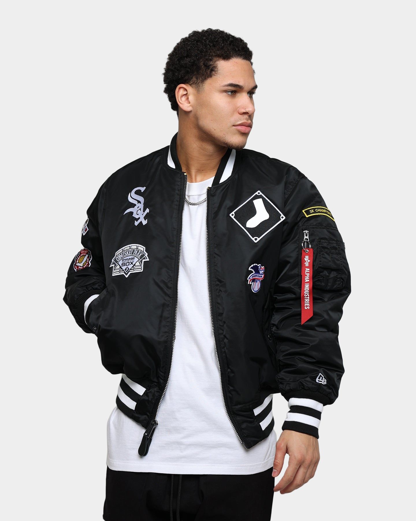 New Era X Alpha Series X MLB Chicago White Sox MA-1 Bomber Jacket Black sold by Culture Kings