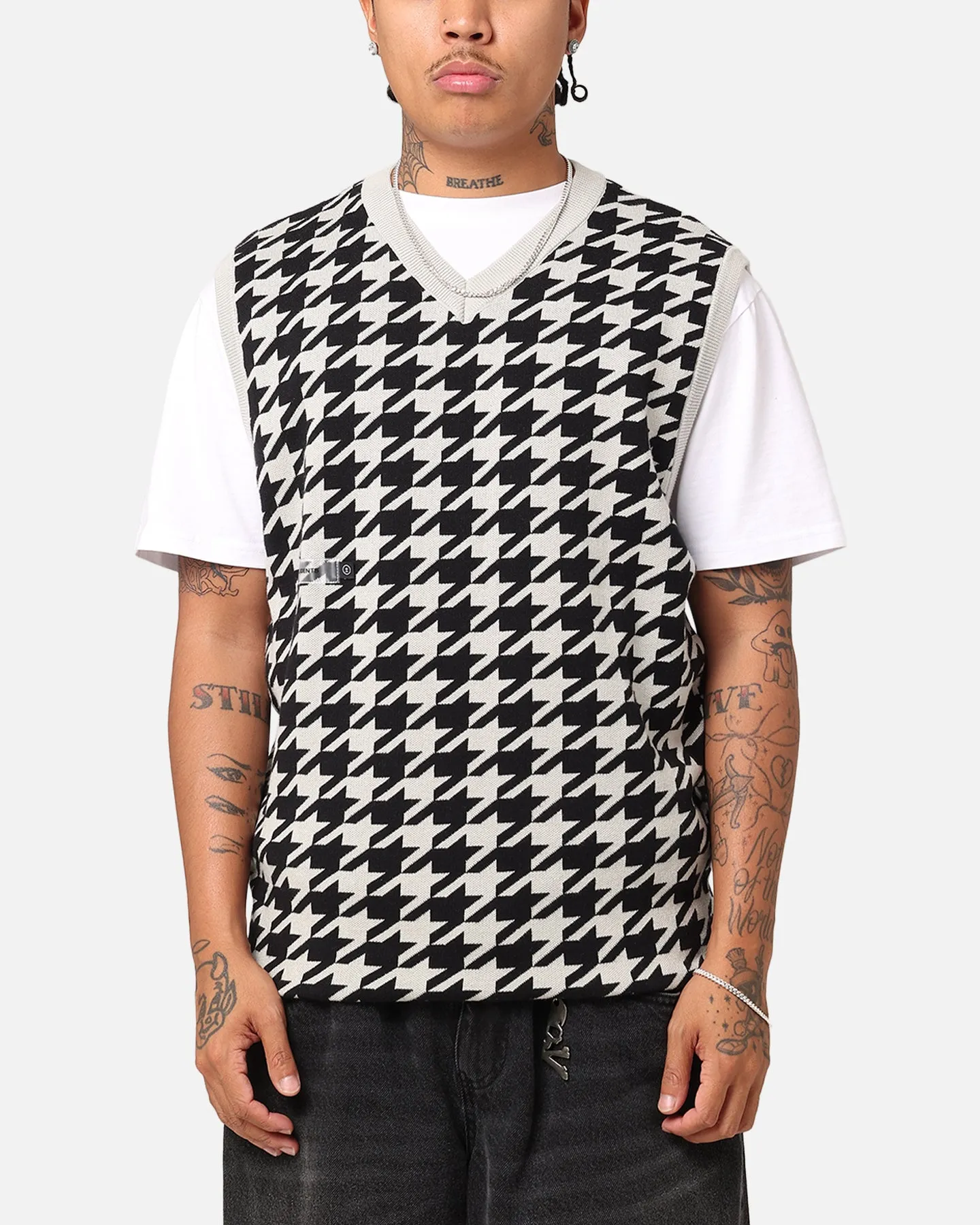 Students Golf Layne Houndstooth Sweater Vest Grey sold by Culture Kings