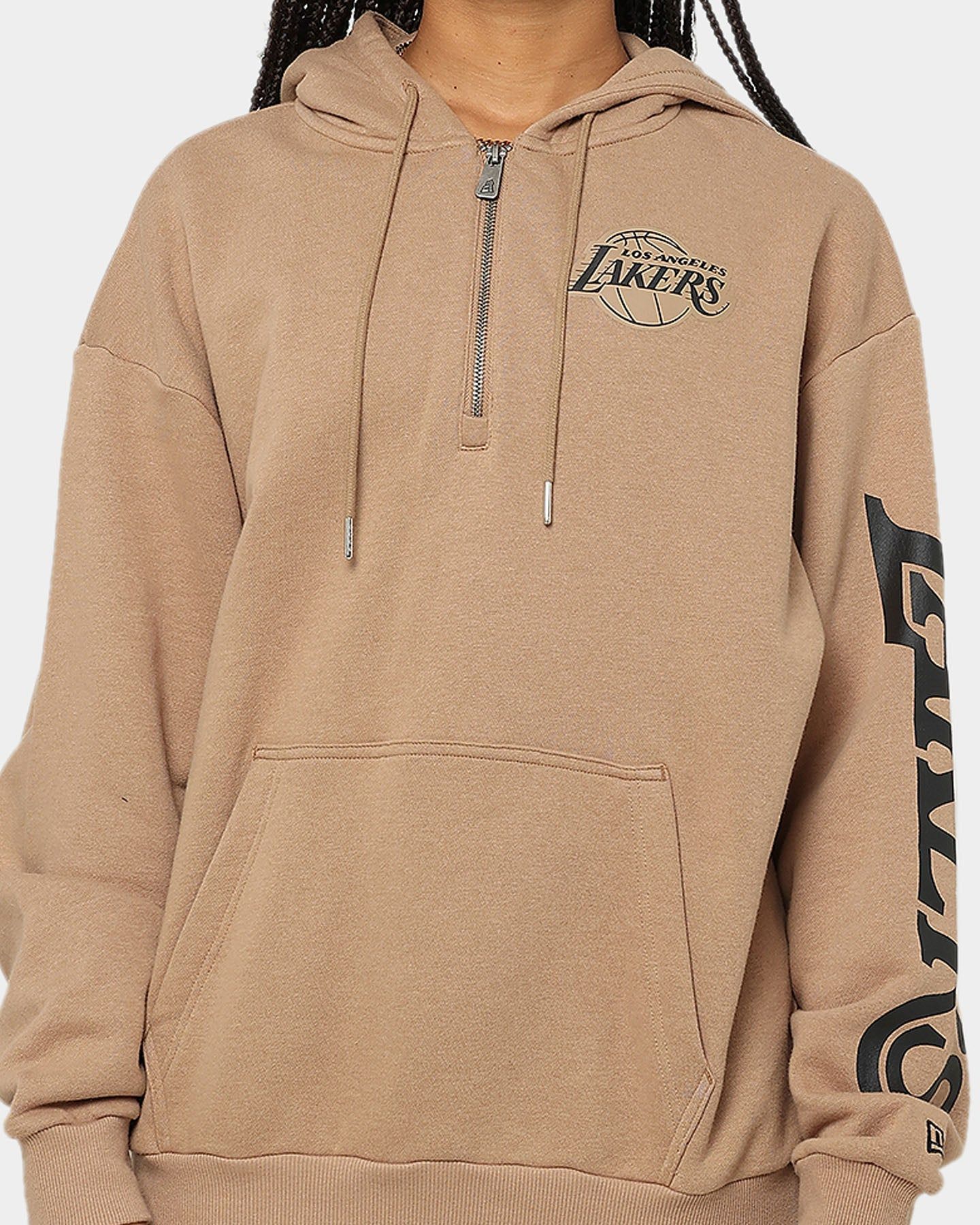 New Era Los Angeles Lakers Quarter Zip Sleeve Script Hoodie Khaki/Black sold by Culture Kings product image thumbnail 4