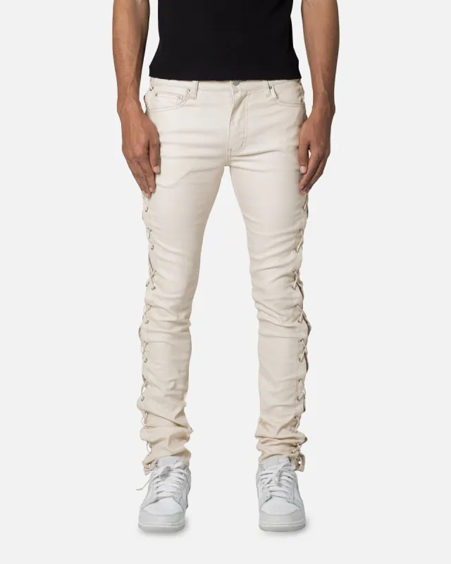 MNML X566 Skinny Leather Lace-Up Pants Cream sold by Culture Kings