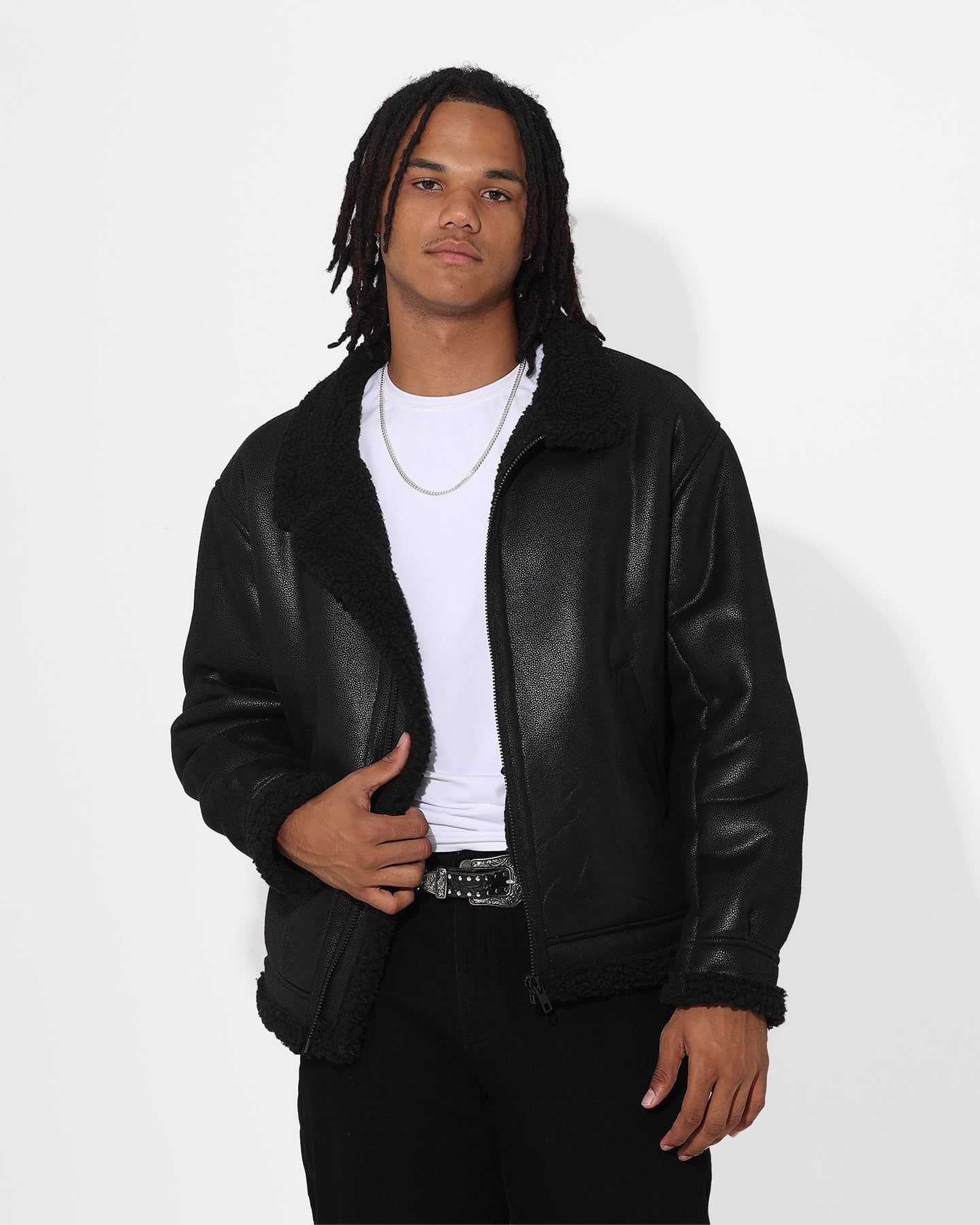 Saint Morta Shearling Oversized Jacket Black sold by Culture Kings