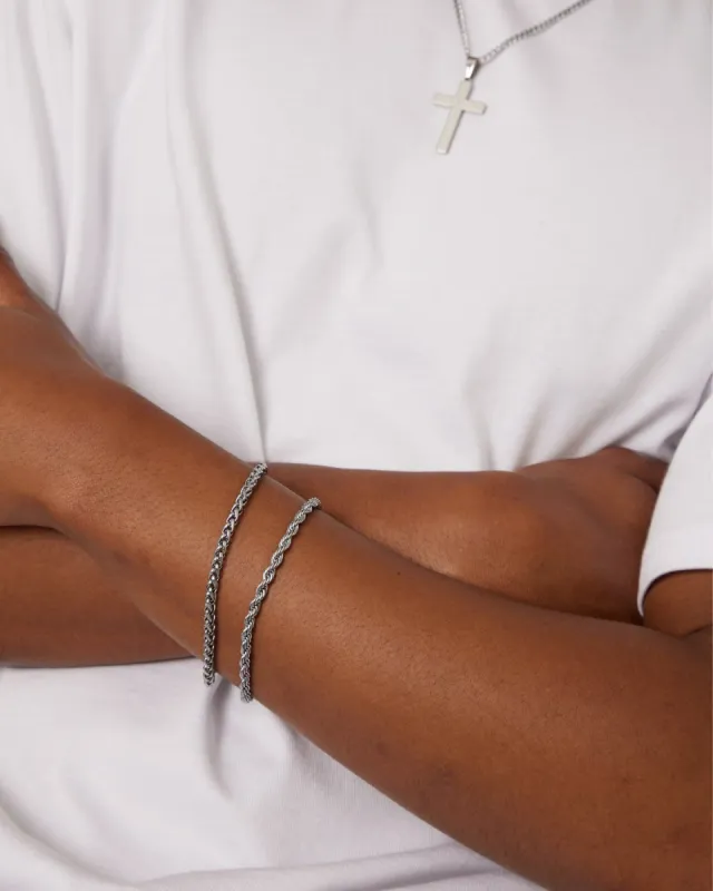 NXS Wheat Rope Bracelet Set White Gold sold by Culture Kings