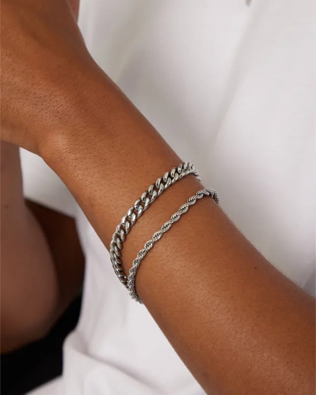 NXS Cuban Rope Bracelet Set White Gold sold by Culture Kings