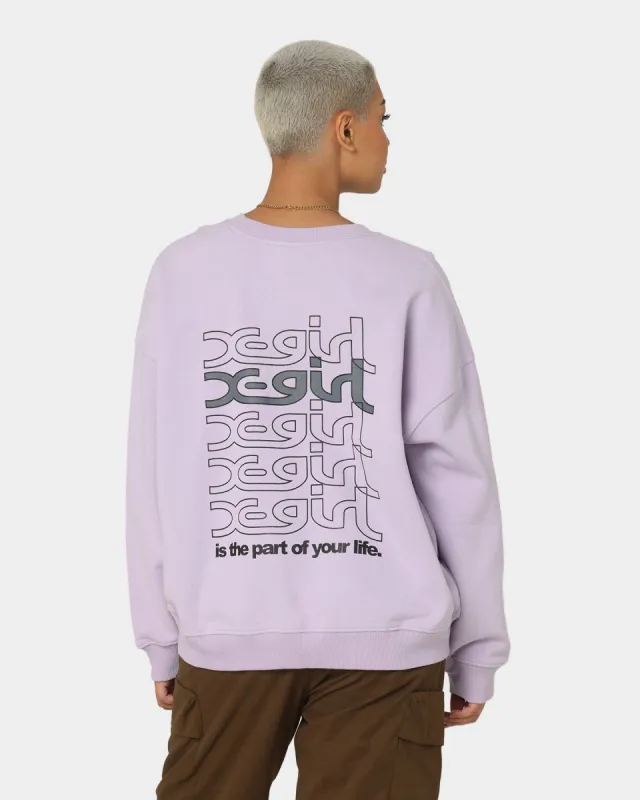 X-Girl Women's Jelly Logo Crewneck Lilac sold by Culture Kings