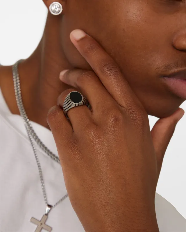 NXS Onyx Eye Ring Steel/Black sold by Culture Kings
