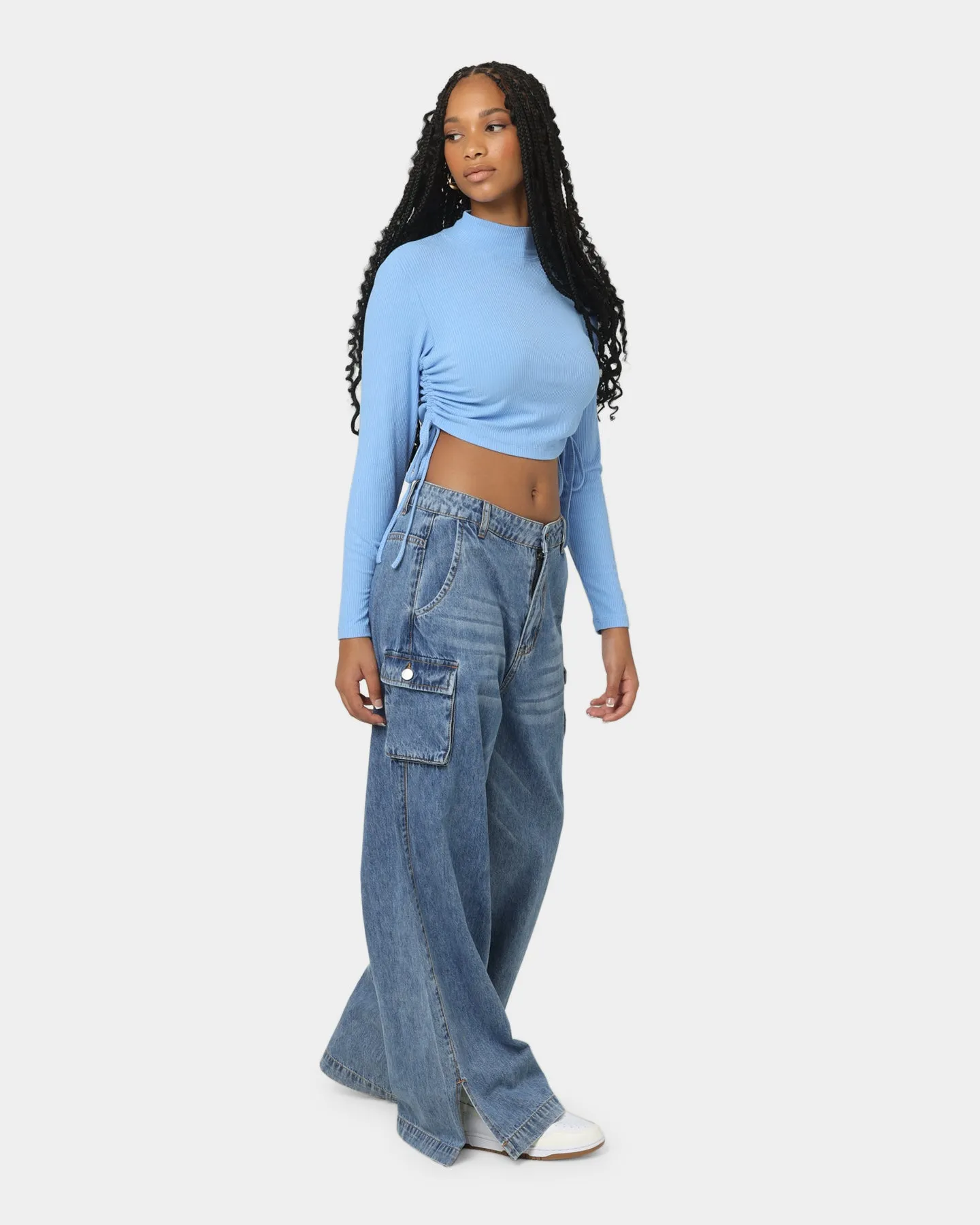 EN ES Women's Harper Cropped LS Top Bluebell sold by Culture Kings product image thumbnail 2