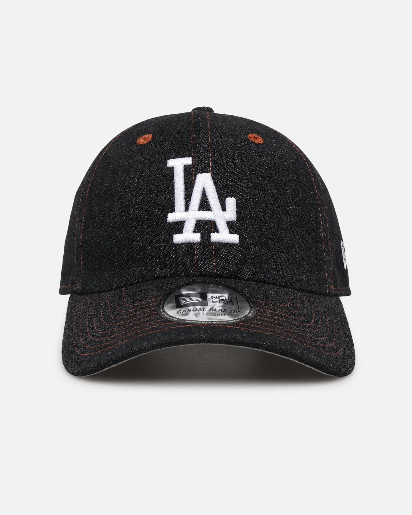 New Era Los Angeles Dodgers "Black Denim" Classic Casual Strapback Black Denim/Rust Contrast sold by Culture Kings