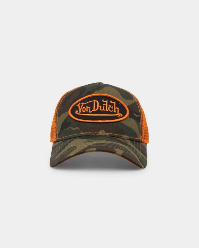 Von Dutch Camo Trucker 270 Green Camo/Orange sold by Culture Kings