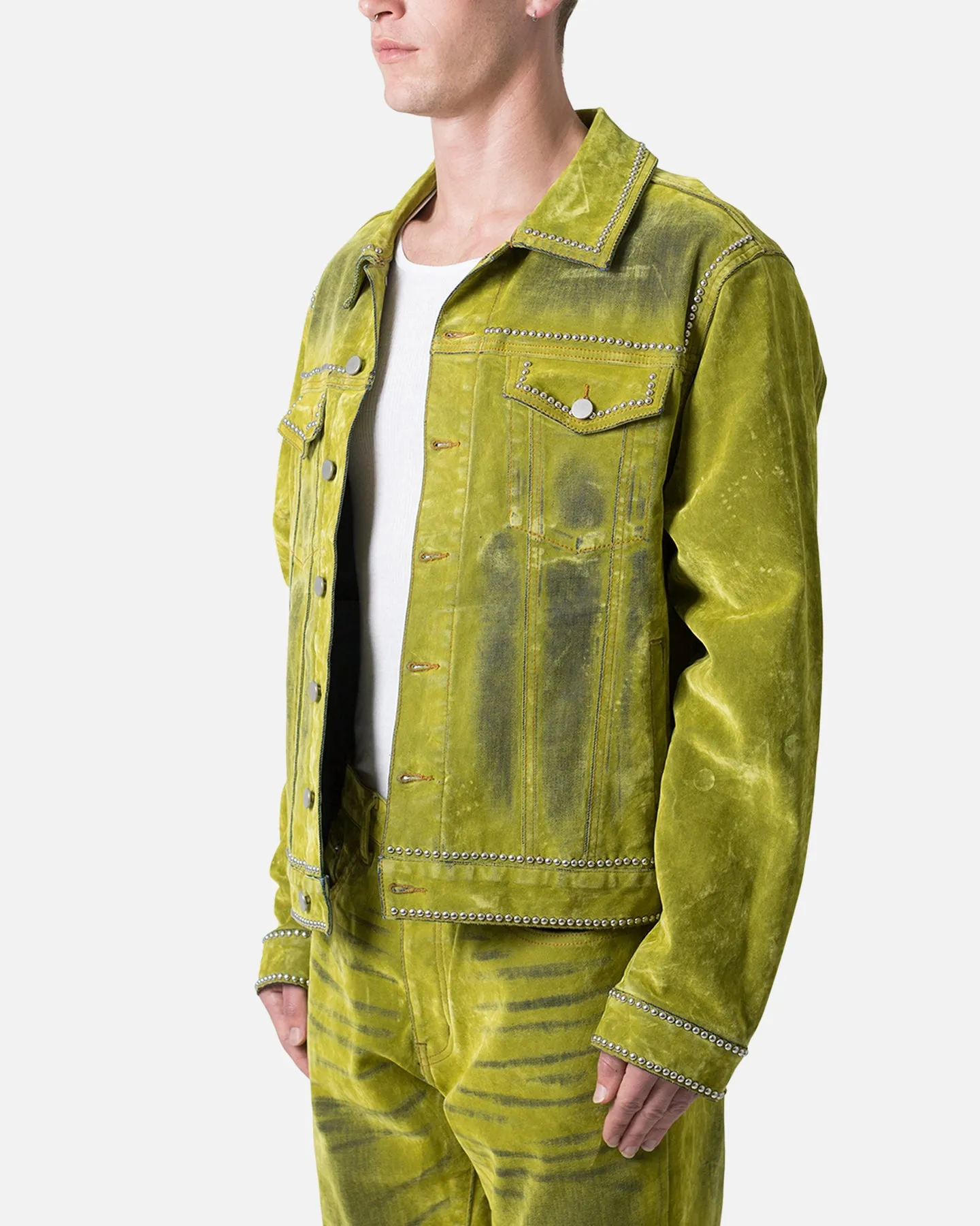 MNML Studded Suede Denim Jacket Green sold by Culture Kings product image thumbnail 2