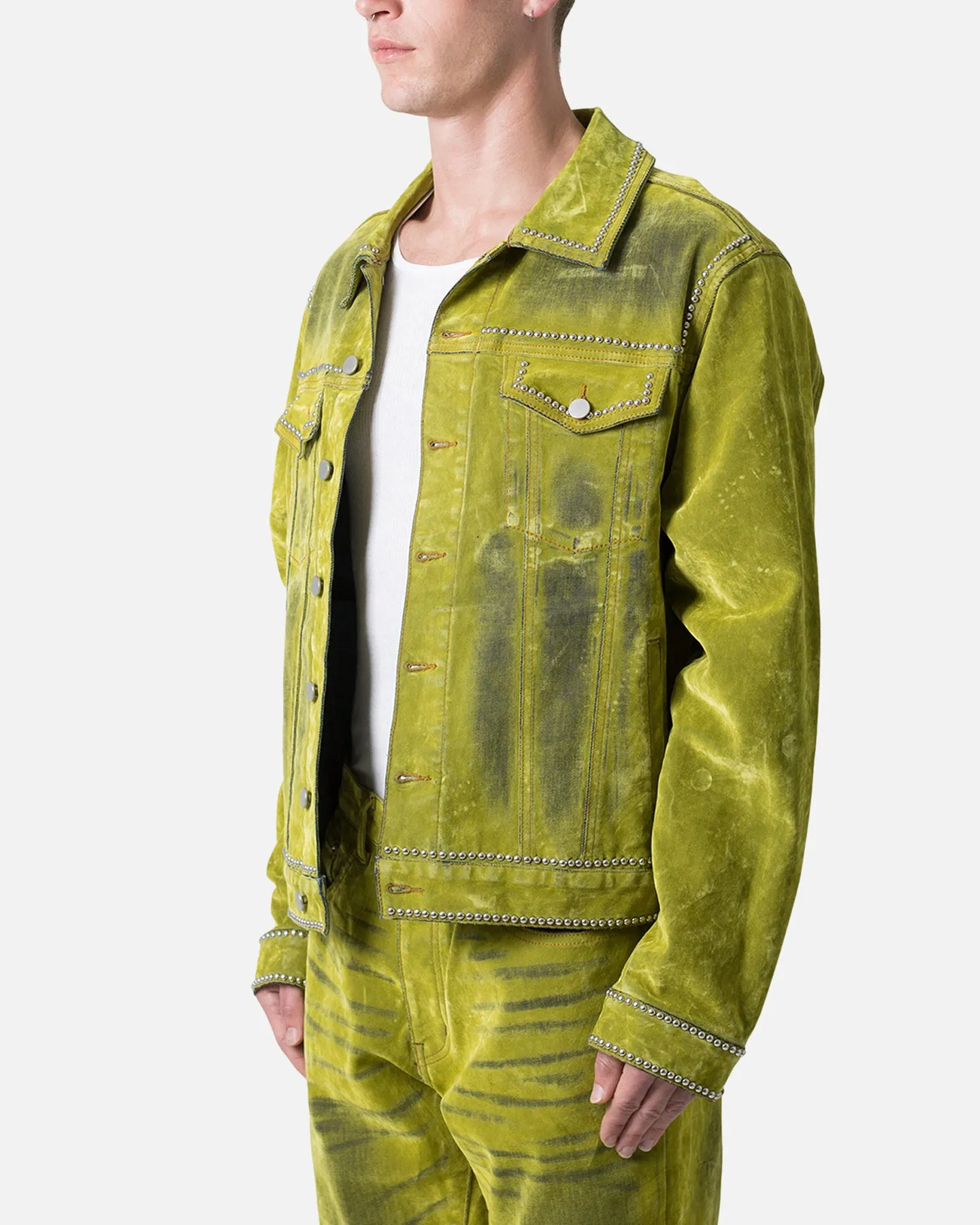 MNML Studded Suede Denim Jacket Green sold by Culture Kings product image thumbnail 3
