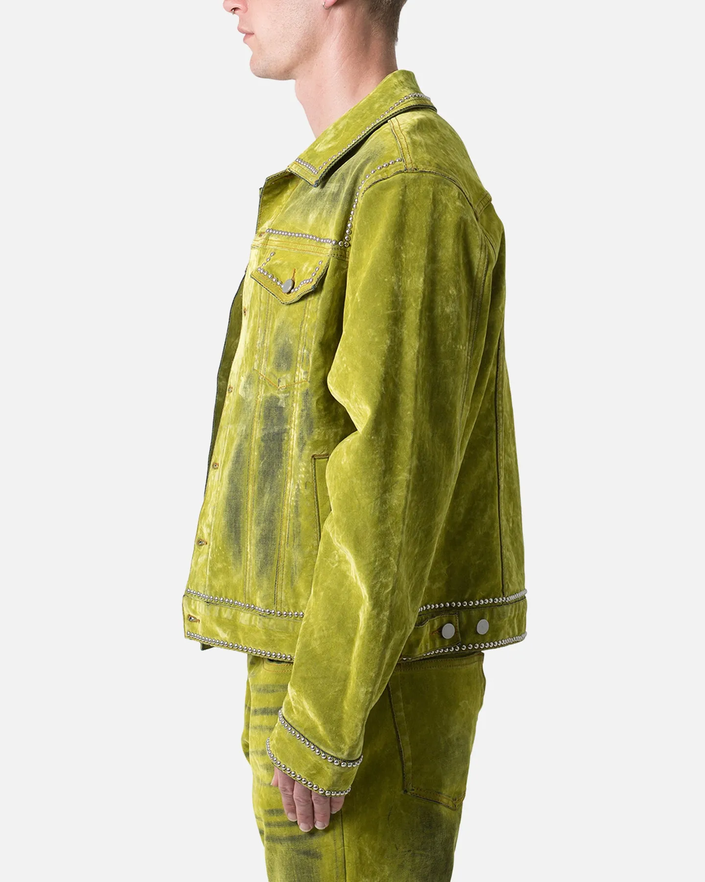 MNML Studded Suede Denim Jacket Green sold by Culture Kings product image thumbnail 4