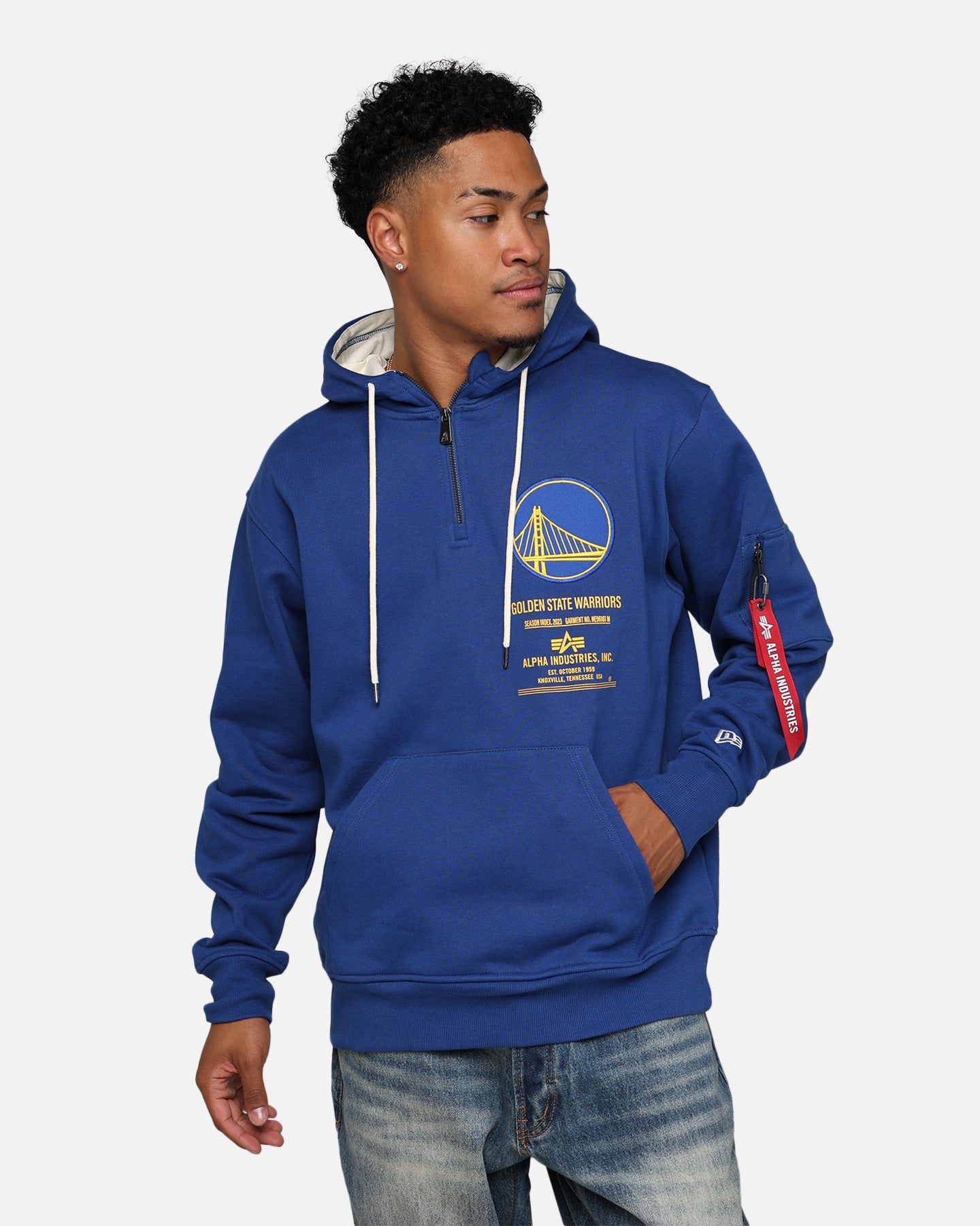 New Era X Alpha Industries Golden State Warriors Zipper Hoodie Blue sold by Culture Kings