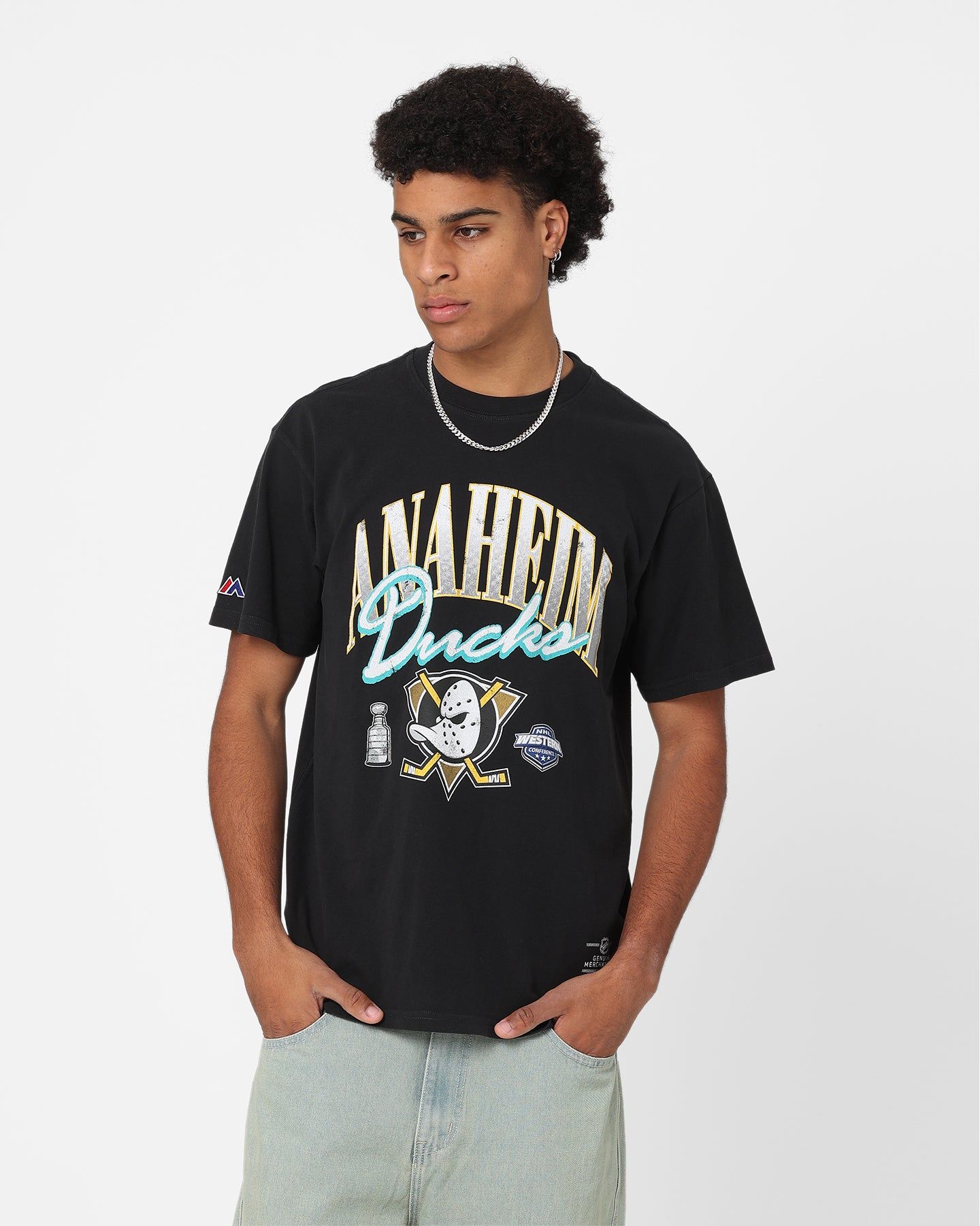 Majestic Athletic Anaheim Ducks Script Arch T-Shirt Faded Black sold by Culture Kings