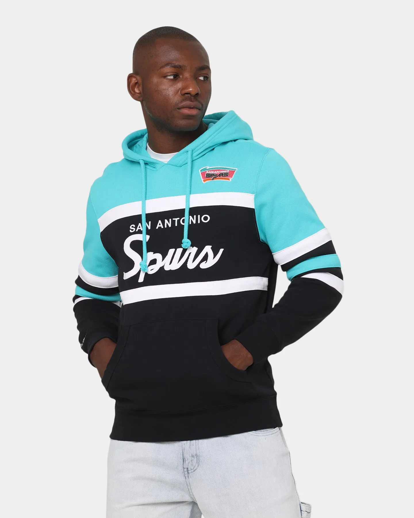 Mitchell & Ness San Antonio Spurs Head Coach Hoodie Teal sold by Culture Kings