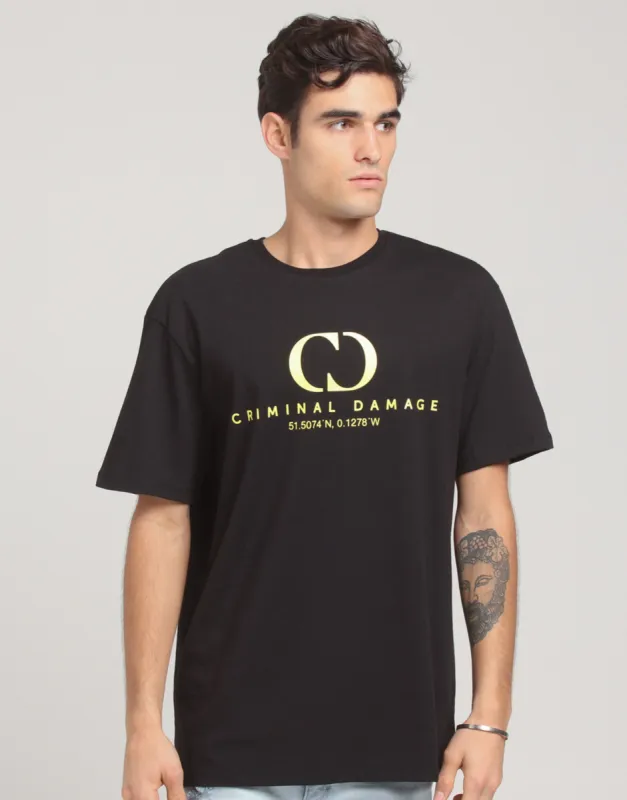 Criminal Damage Co-Ordinate Oversize T-Shirt Black/Yellow sold by Culture Kings