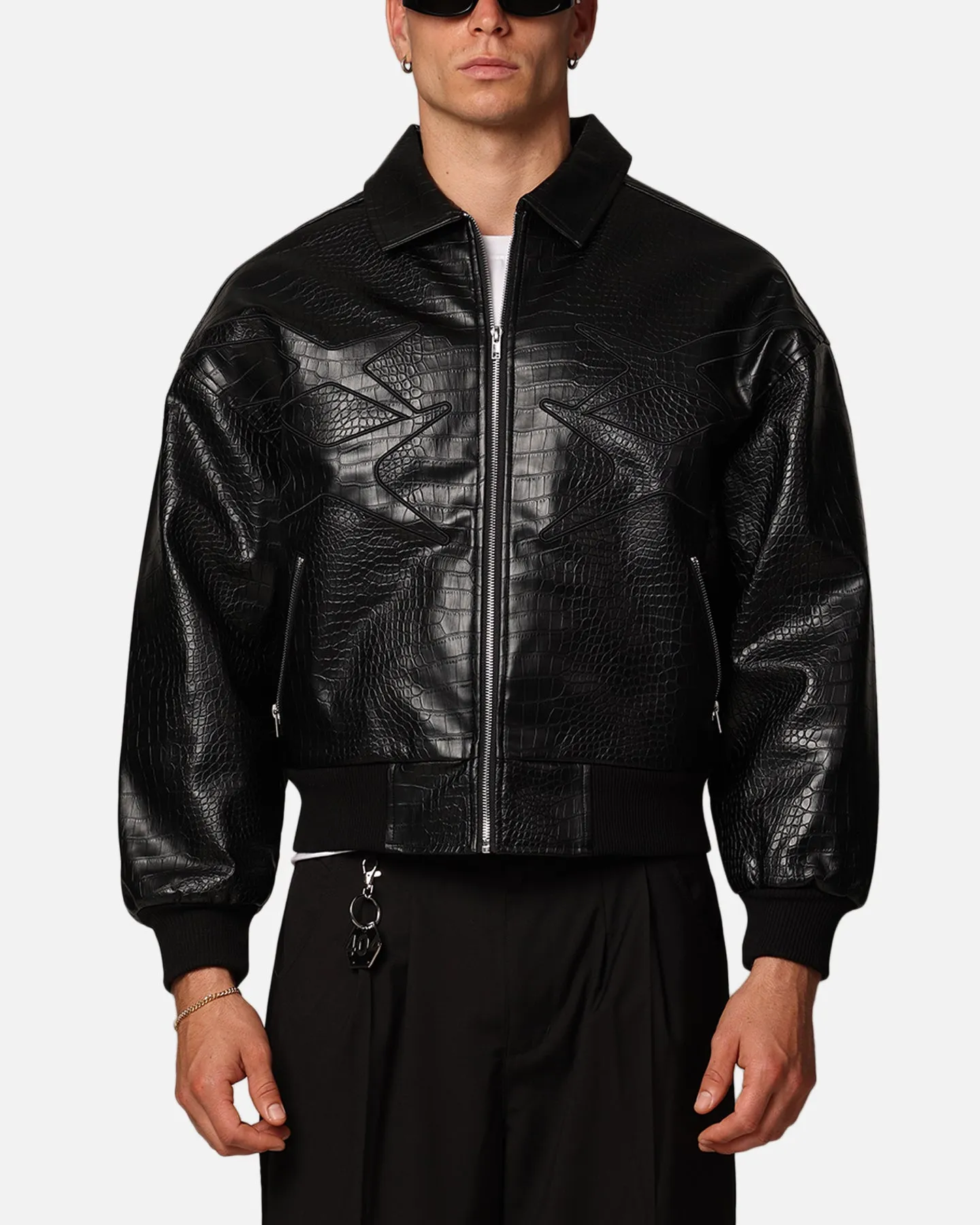 Loiter Atmosphere PU Leather Bomber Jacket Black sold by Culture Kings
