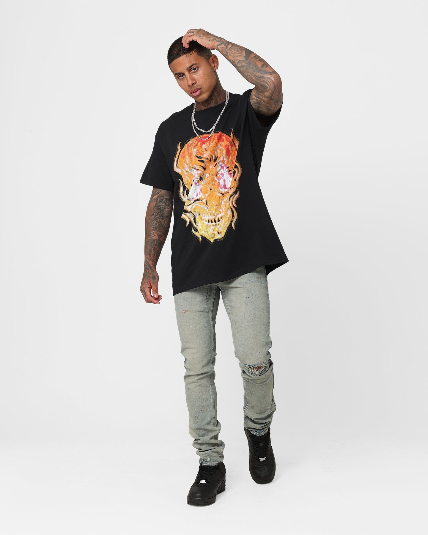 Last Kings Fiery Skull T-Shirt Black sold by Culture Kings product image thumbnail 2