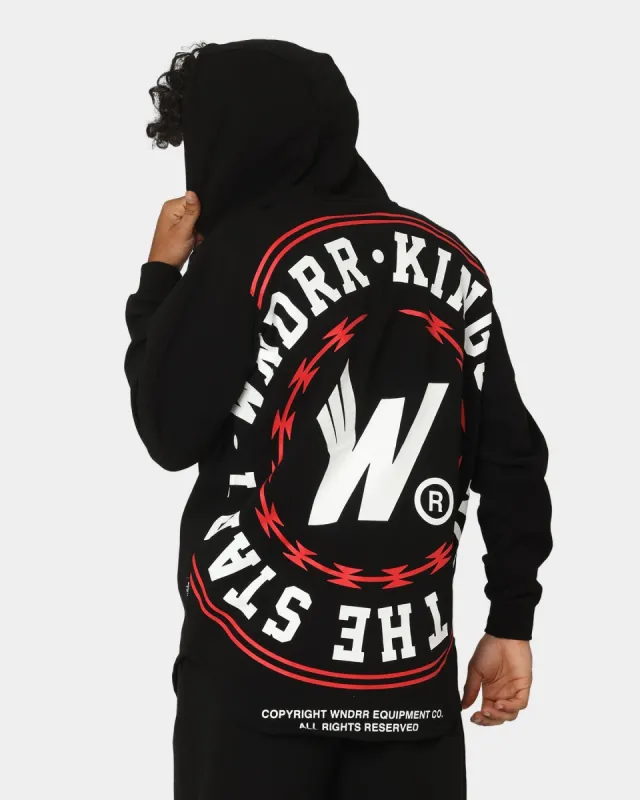 WNDRR Ornament Curved Hem Hoodie Black/Red sold by Culture Kings