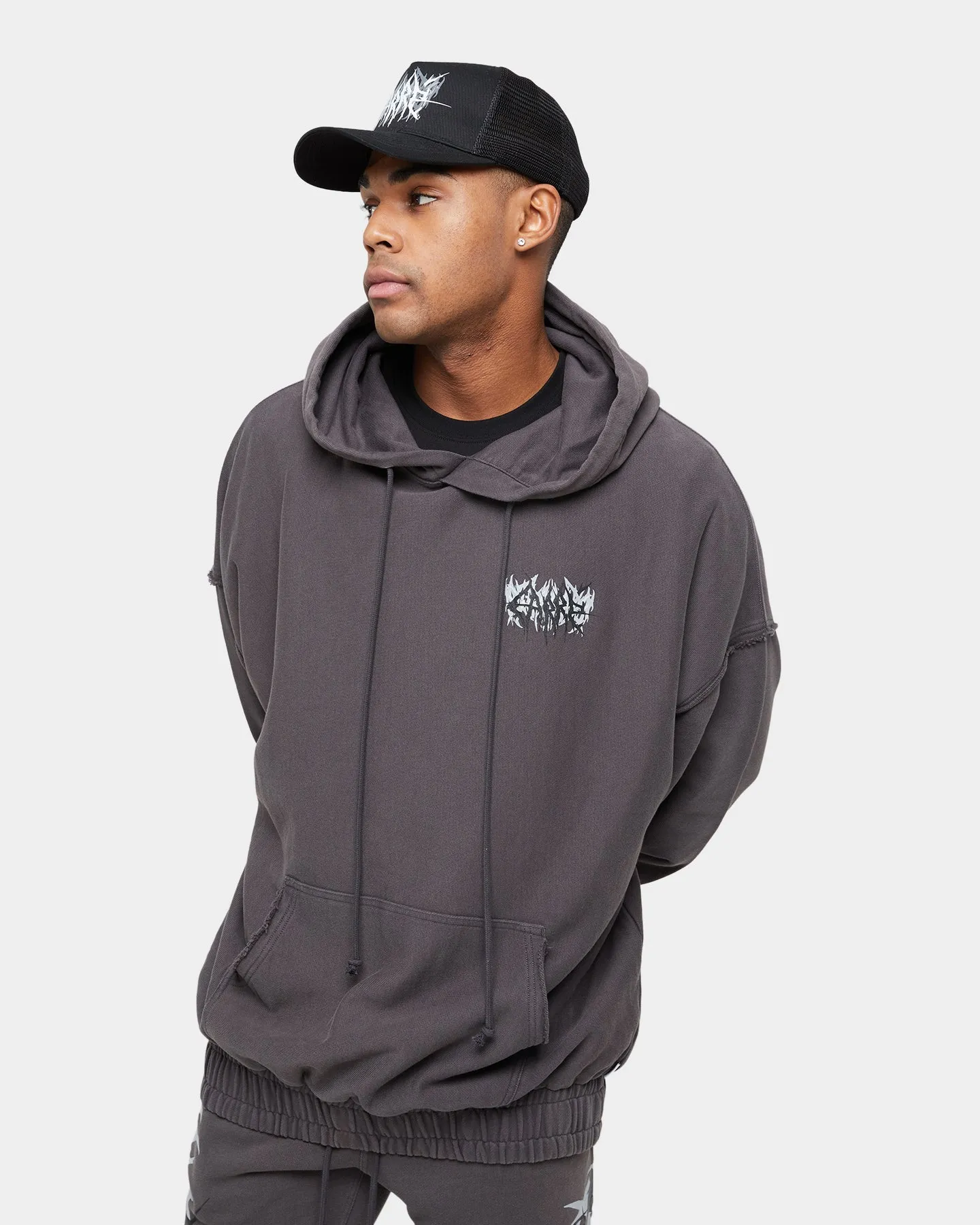 Carre Metalle Distressed Hoodie Washed Grey sold by Culture Kings