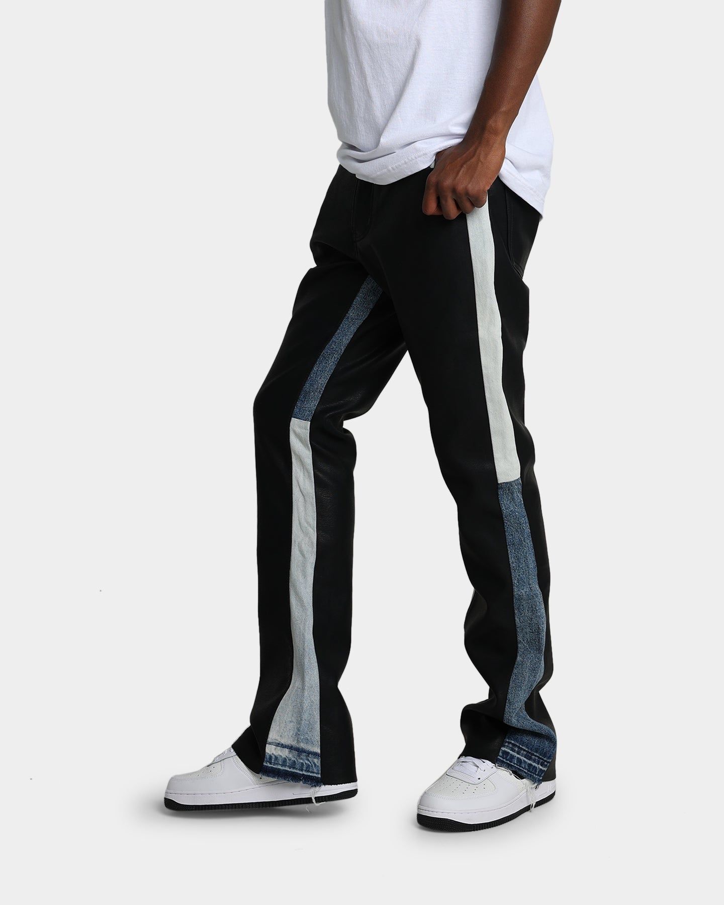 MNML B417 Leather Flare Pants Black/Blue sold by Culture Kings product image thumbnail 4