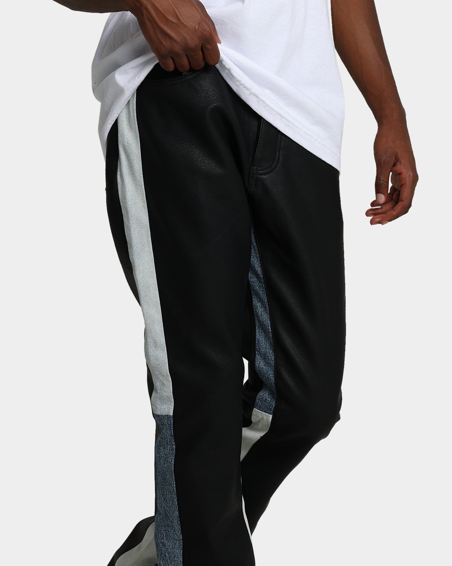 MNML B417 Leather Flare Pants Black/Blue sold by Culture Kings product image thumbnail 5