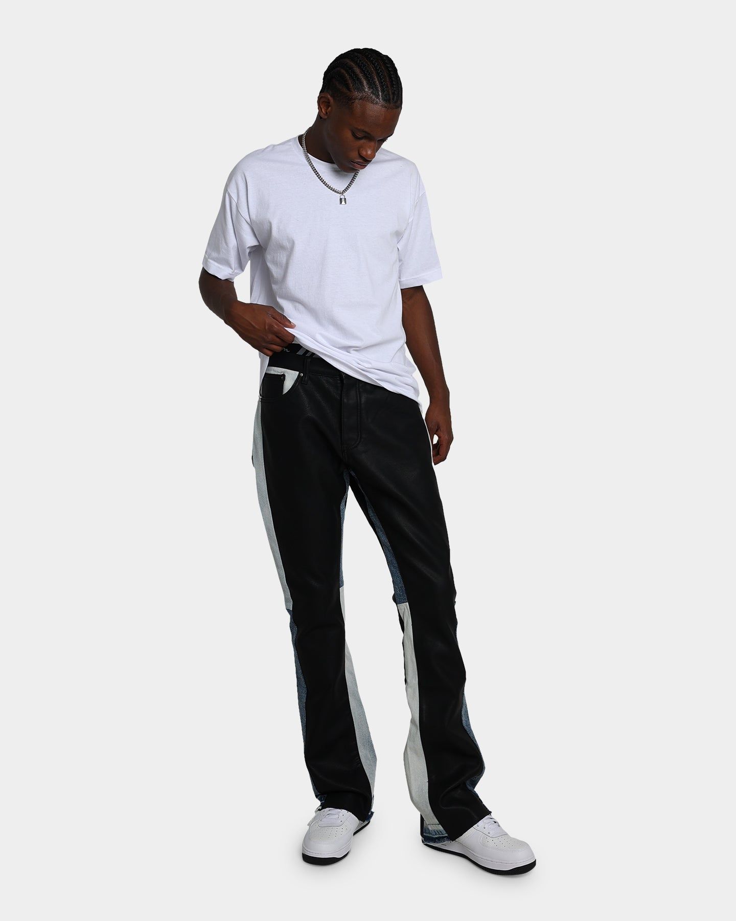 MNML B417 Leather Flare Pants Black/Blue sold by Culture Kings product image thumbnail 2