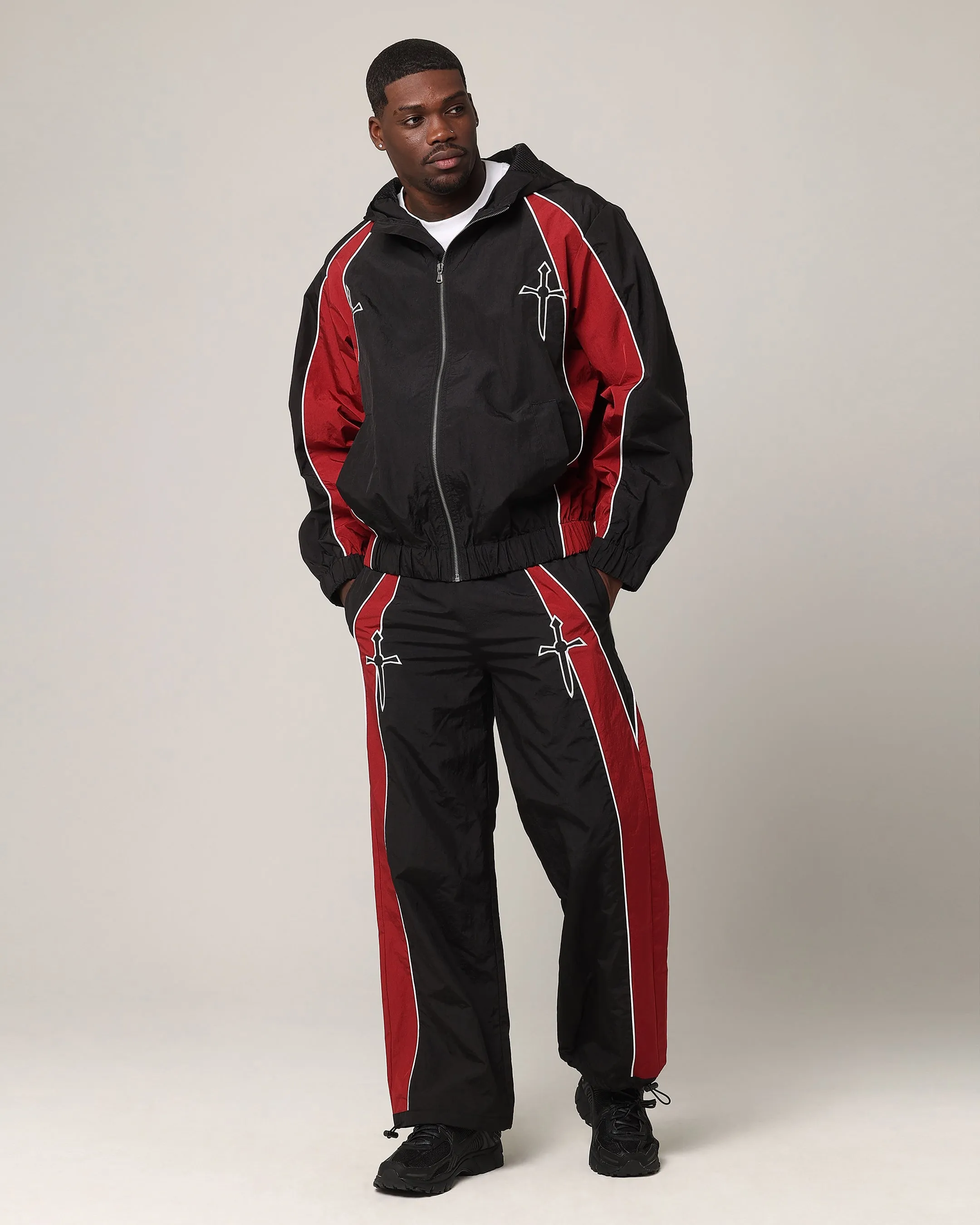 Saint Morta Boundary Track Jogger Black/Burgundy sold by Culture Kings product image thumbnail 3