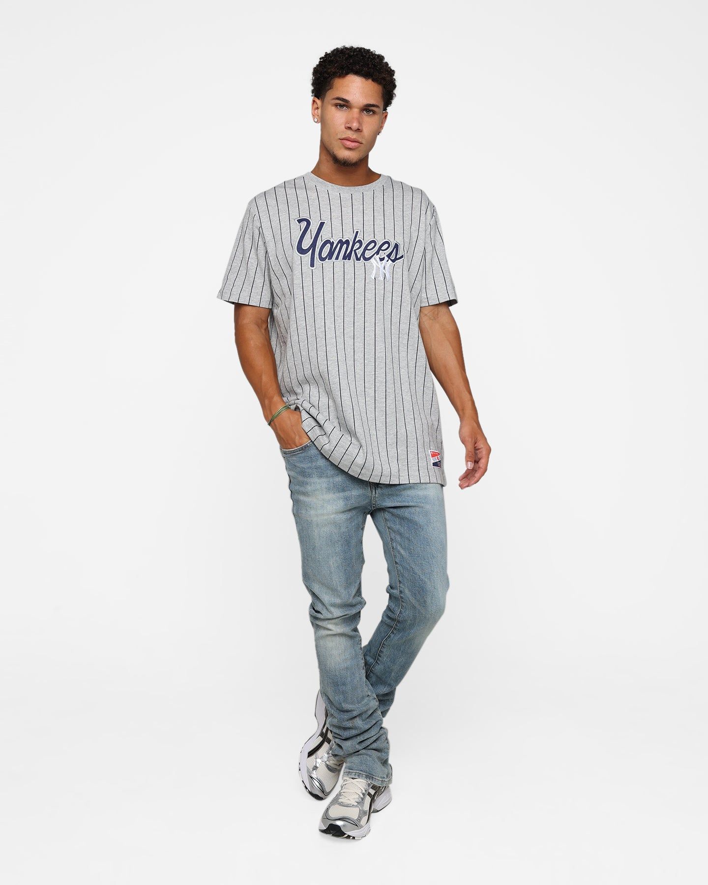 New Era New York Yankees Pinstripe T-Shirt Grey sold by Culture Kings product image thumbnail 3