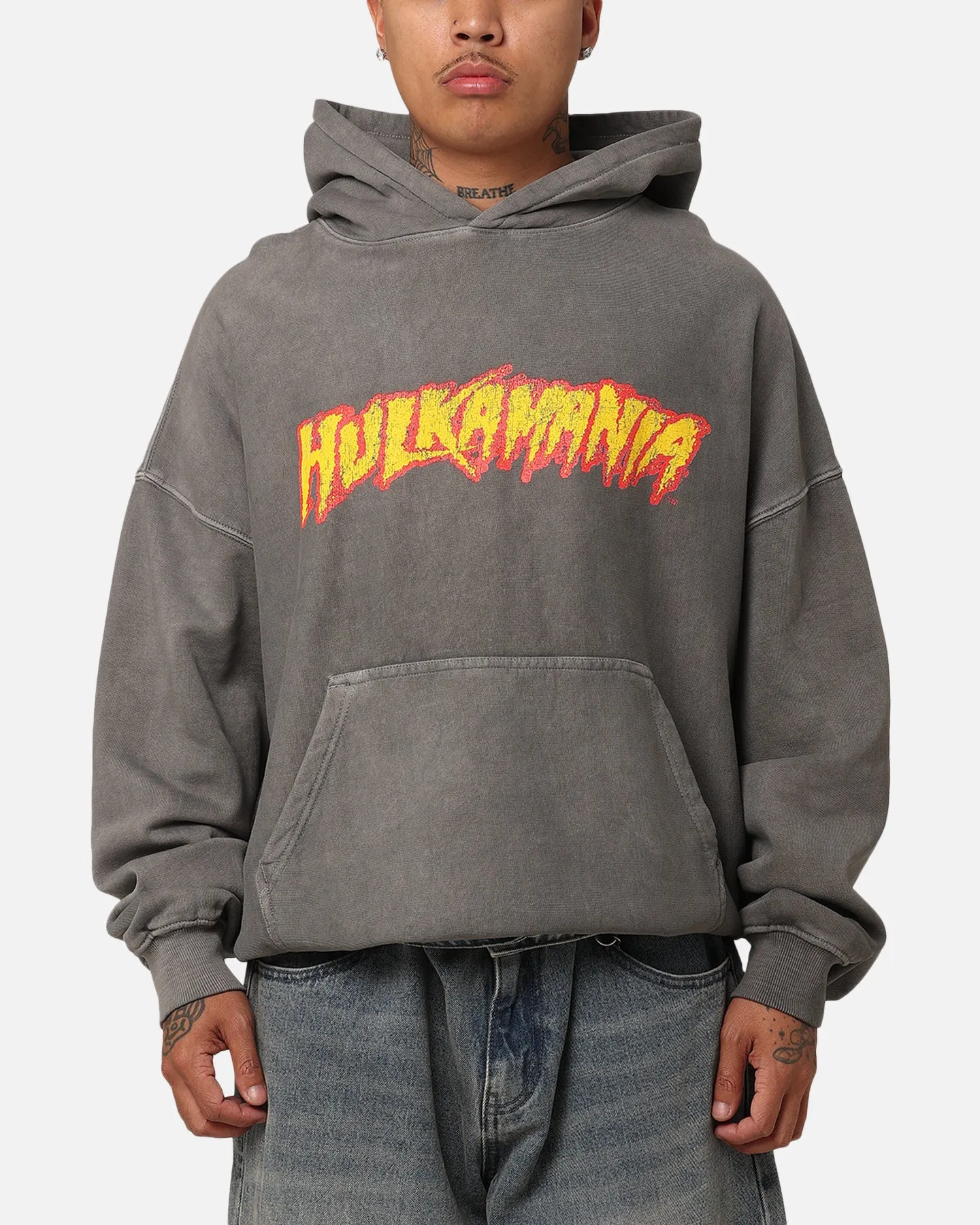 Culture Kings X WWE Hulk Hogan Hulkamania Premium Hoodie Washed Charcoal sold by Culture Kings