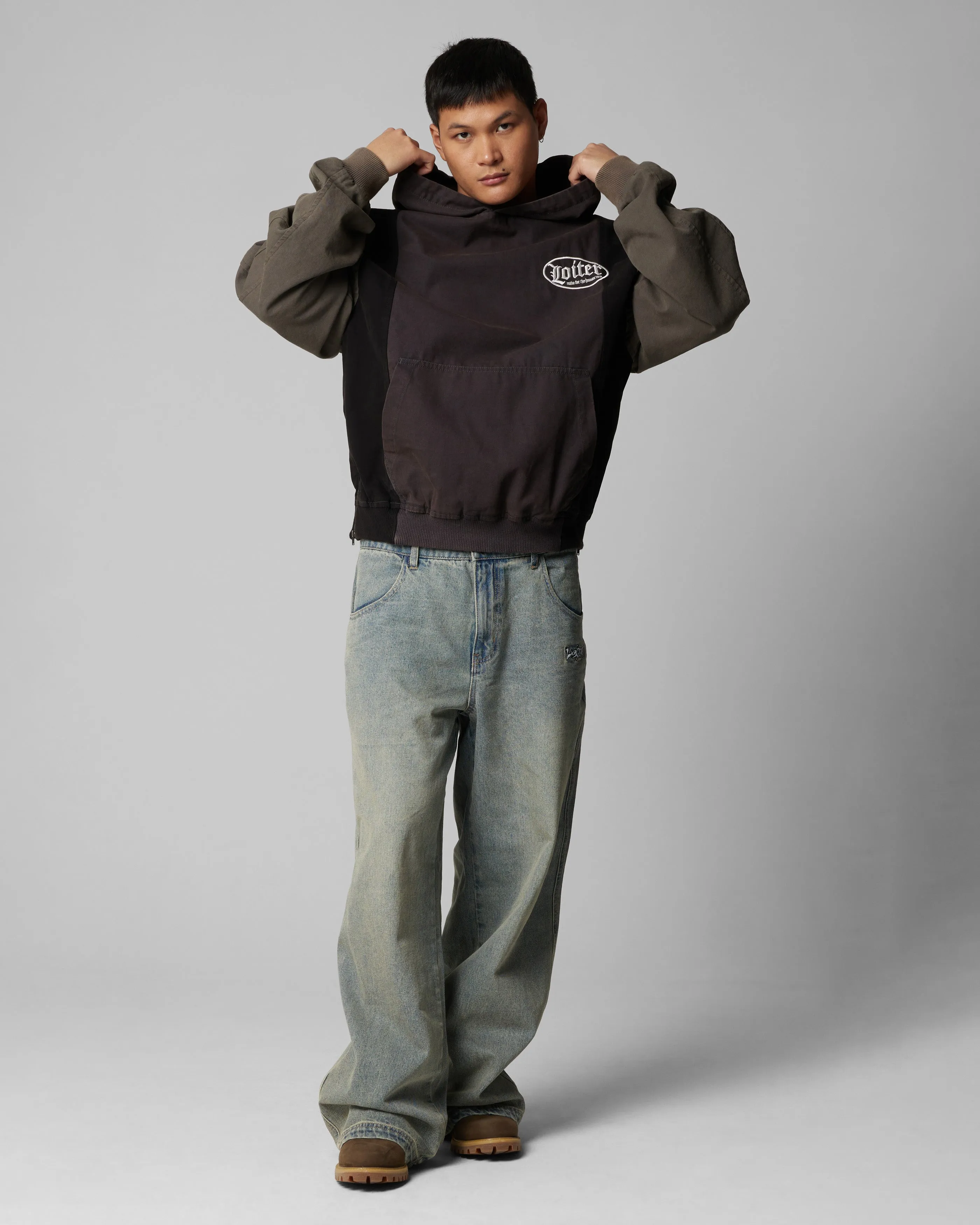 Loiter Splinter Hoodie Black/Charcoal sold by Culture Kings product image thumbnail 4