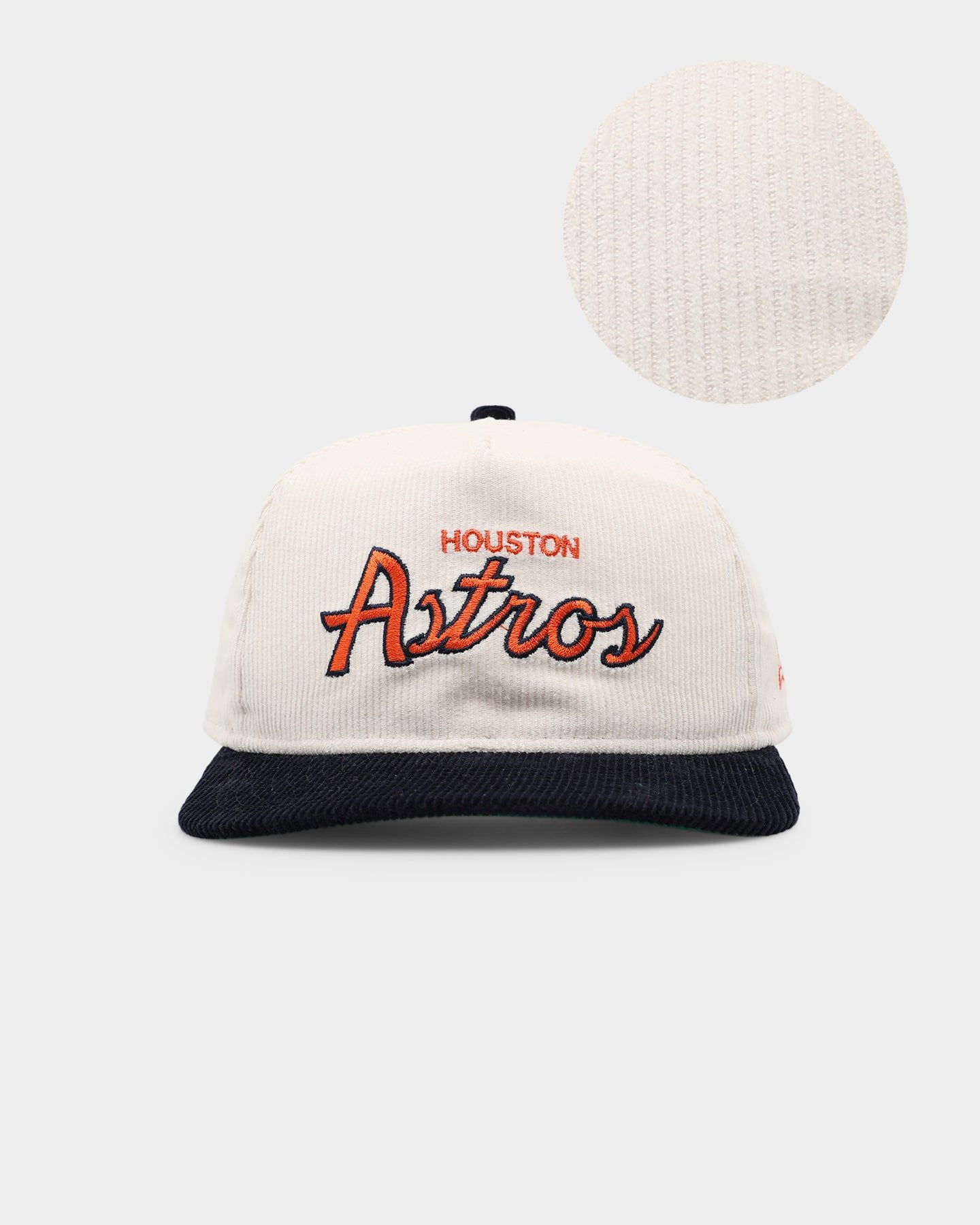 New Era Houston Astros 'Chrome Corduroy Throwback Script' Golfer Snapback Chrome White sold by Culture Kings