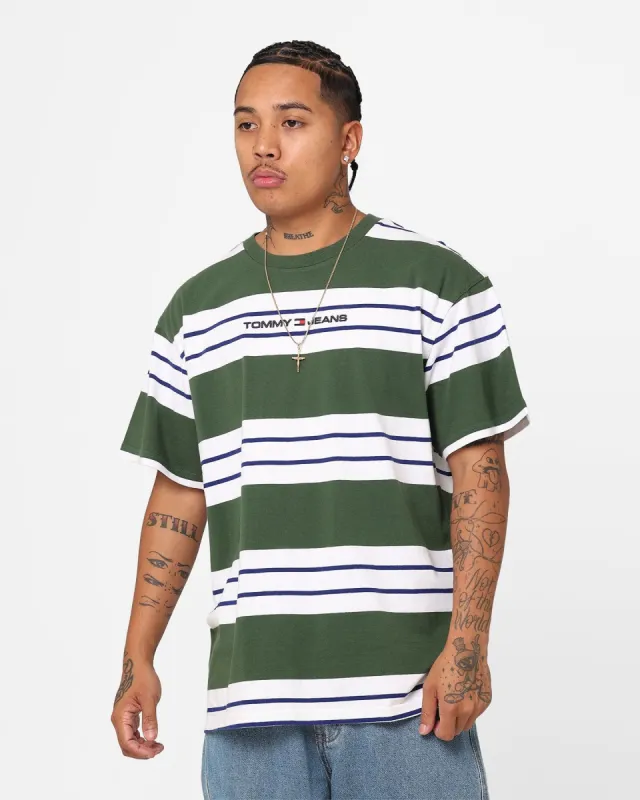 Tommy Jeans Relaxed Bold Stripe T-Shirt Collegiate Green sold by Culture Kings
