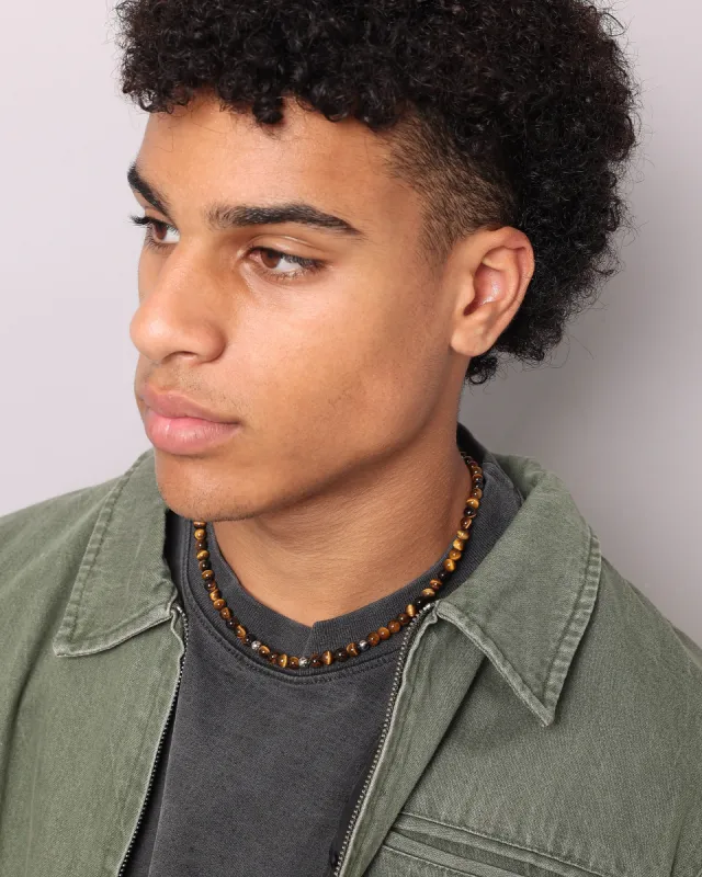 NXS Tiger Eye Necklace Steel/Brown sold by Culture Kings