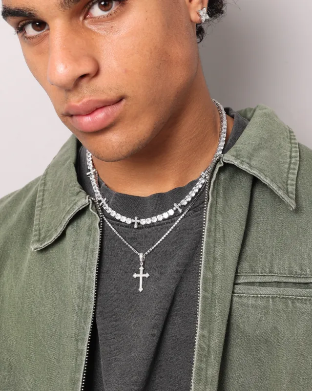 NXS Iced Cross Tennis Chain Iced White Gold sold by Culture Kings