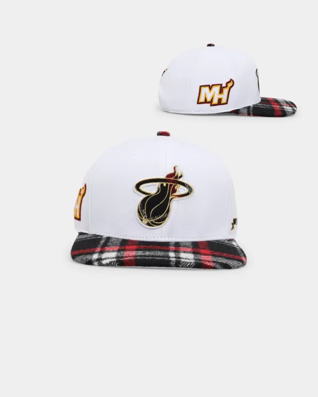 Pro Standard Miami Heat Pro Prep Plaid Brim Snapback White sold by Culture Kings