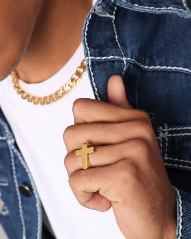NXS Cross Ring Gold sold by Culture Kings
