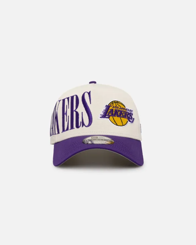 New Era Los Angeles Lakers 'Tall Text' 9FORTY A-Frame Snapback Chrome White/OTC sold by Culture Kings
