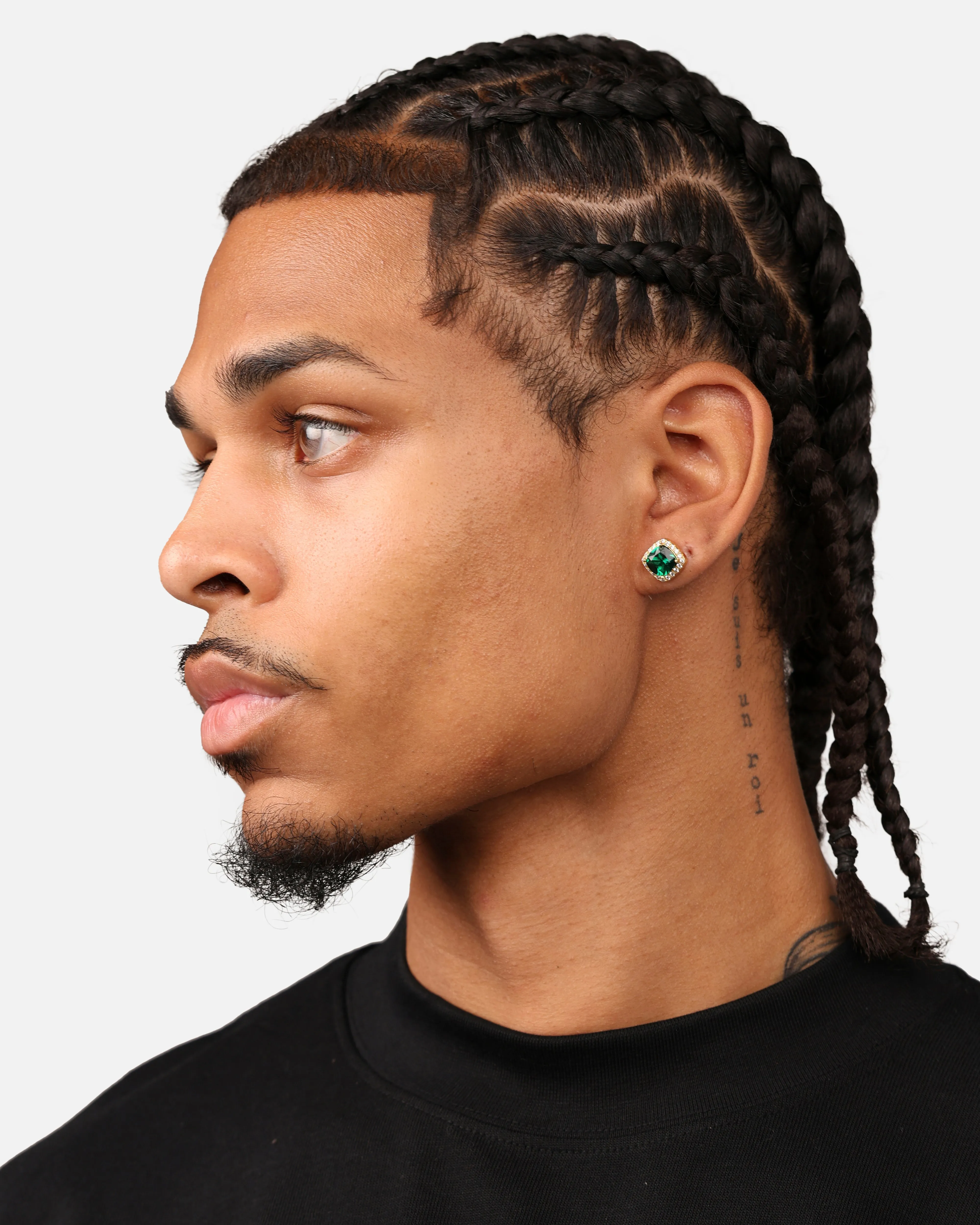 Saint Morta Cushion Cut Halo Earrings Iced Gold/Emerald sold by Culture Kings product image thumbnail 4