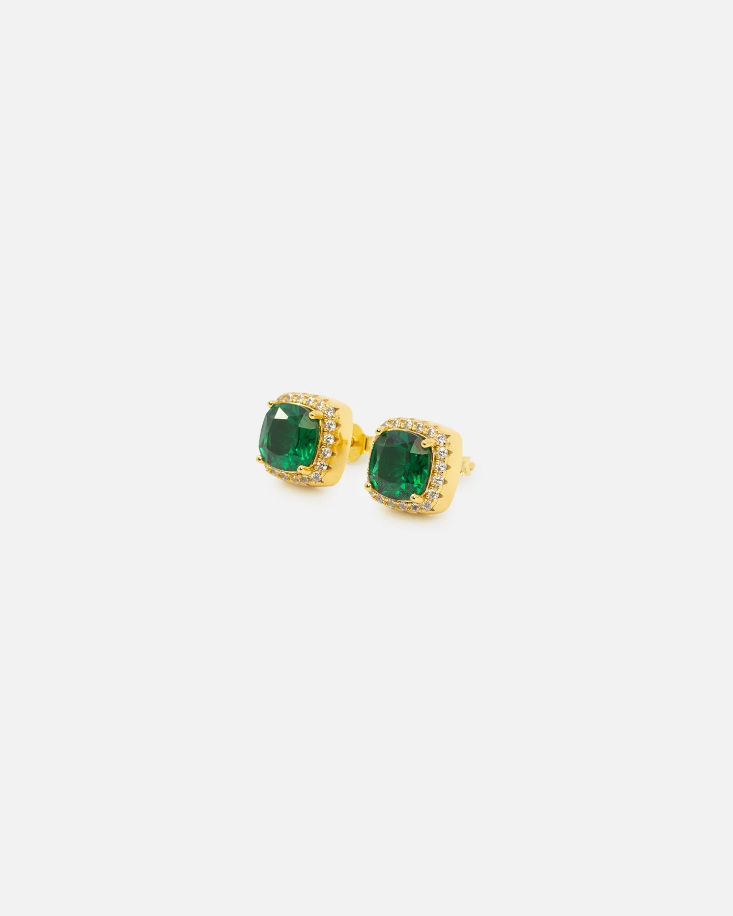 Saint Morta Cushion Cut Halo Earrings Iced Gold/Emerald sold by Culture Kings product image thumbnail 5
