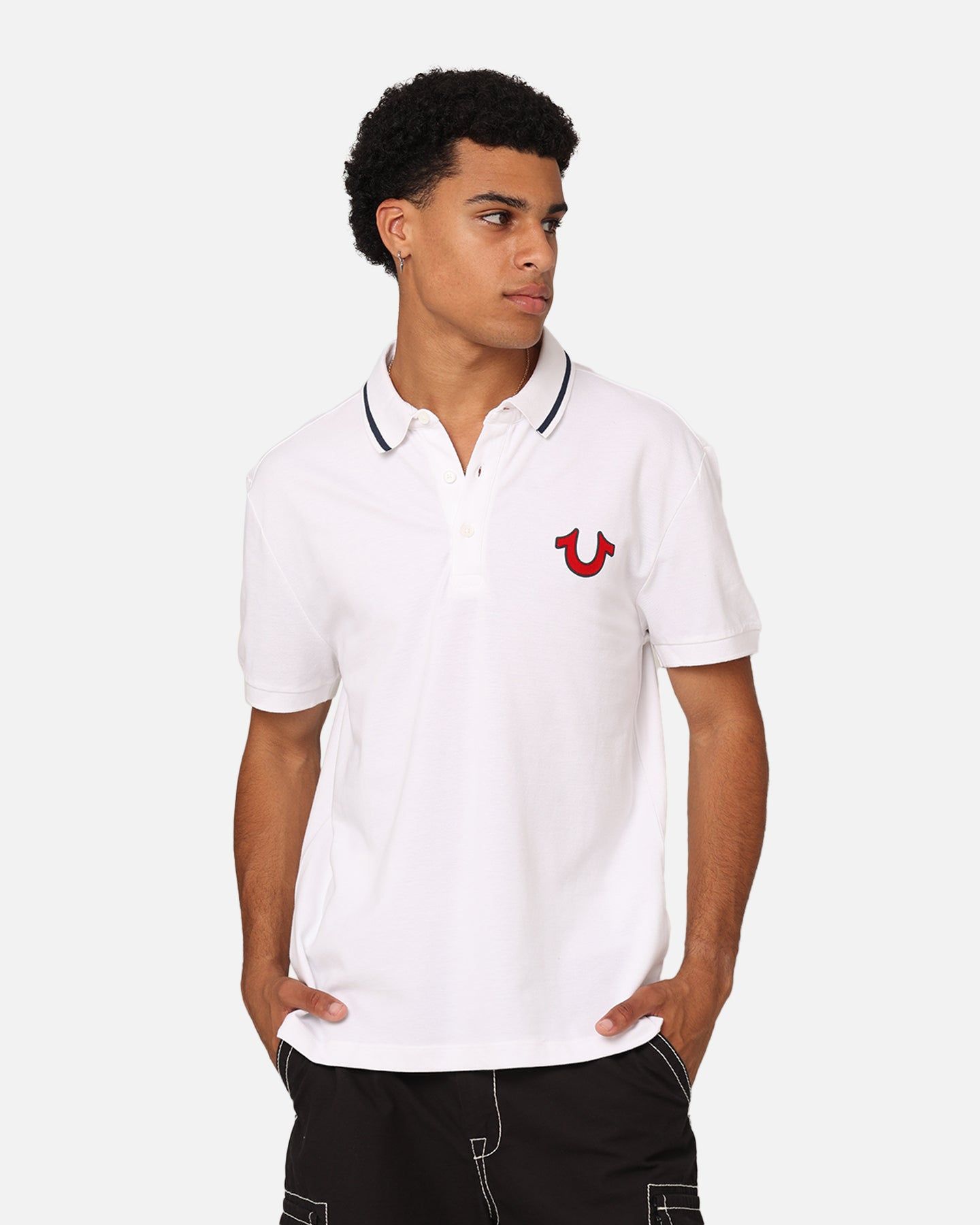 True Religion Short Sleeve JV7 Polo Shirt Optic White sold by Culture Kings product image thumbnail 2