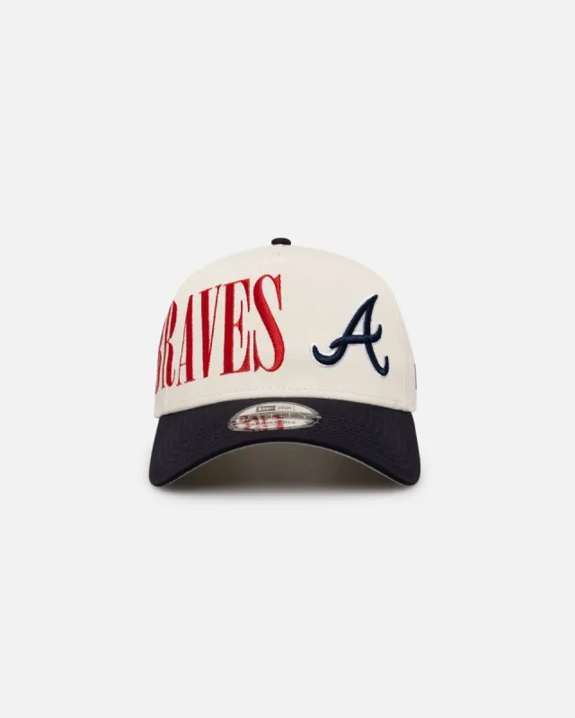 New Era Atlanta Braves 'Tall Text' 9FORTY A-Frame Snapback Chrome White/OTC sold by Culture Kings