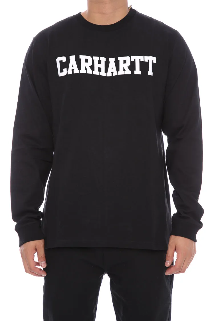 Carhartt College Front Long Sleeve Tee Black/White sold by Culture Kings
