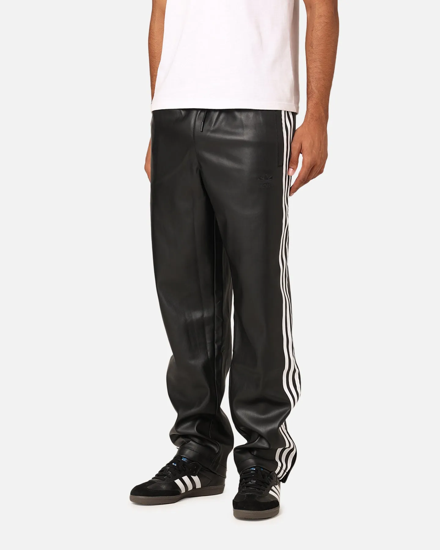Adidas Faux Leather Adicolour 3-Stripes Firebird Track Suit Pants Black sold by Culture Kings