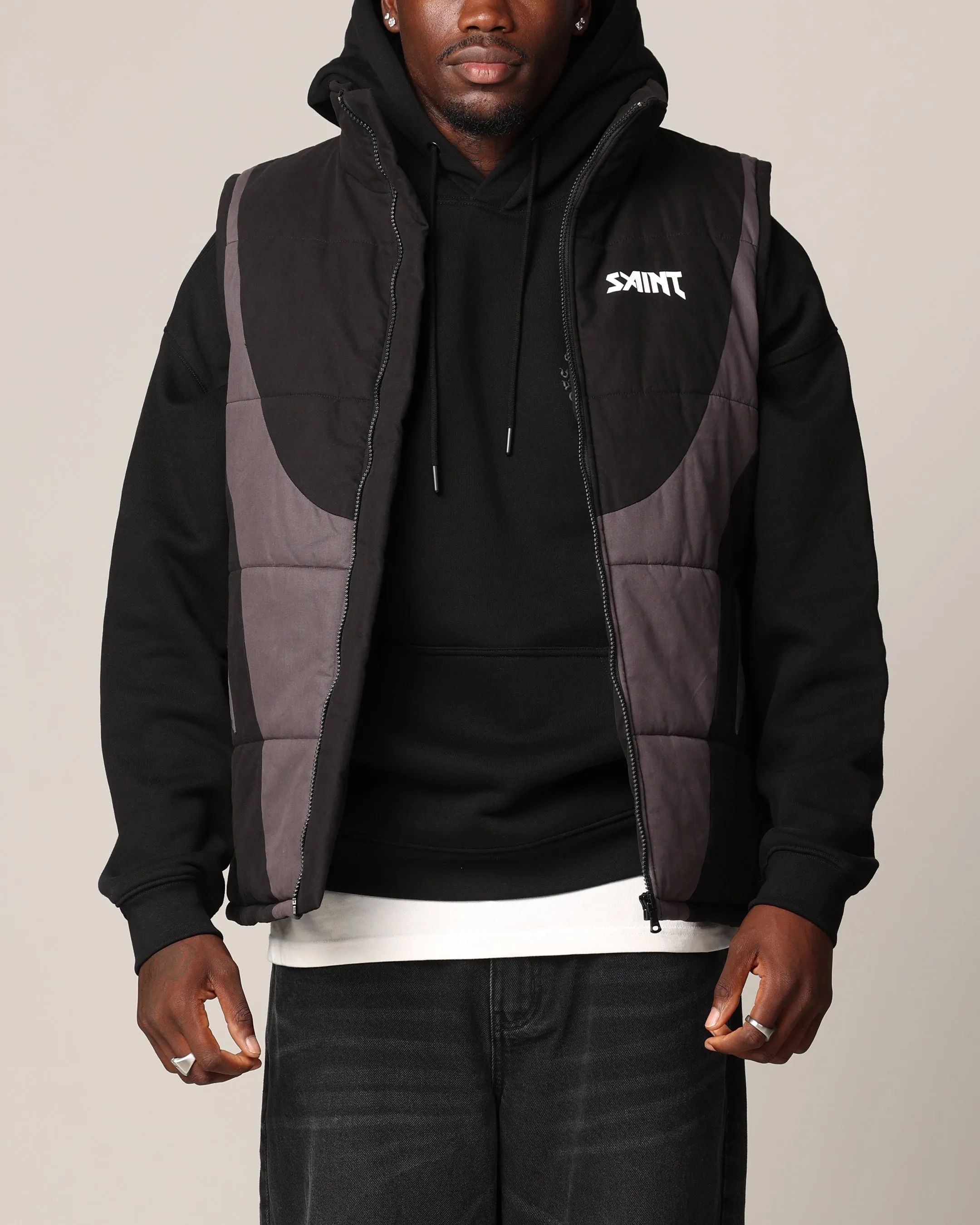 Saint Morta Rage Puffer Vest Black/Grey sold by Culture Kings