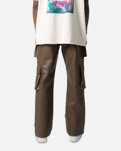 MNML Leather Double Snap Cargo Pants Chocolate sold by Culture Kings