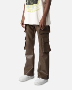 MNML Leather Double Snap Cargo Pants Chocolate sold by Culture Kings